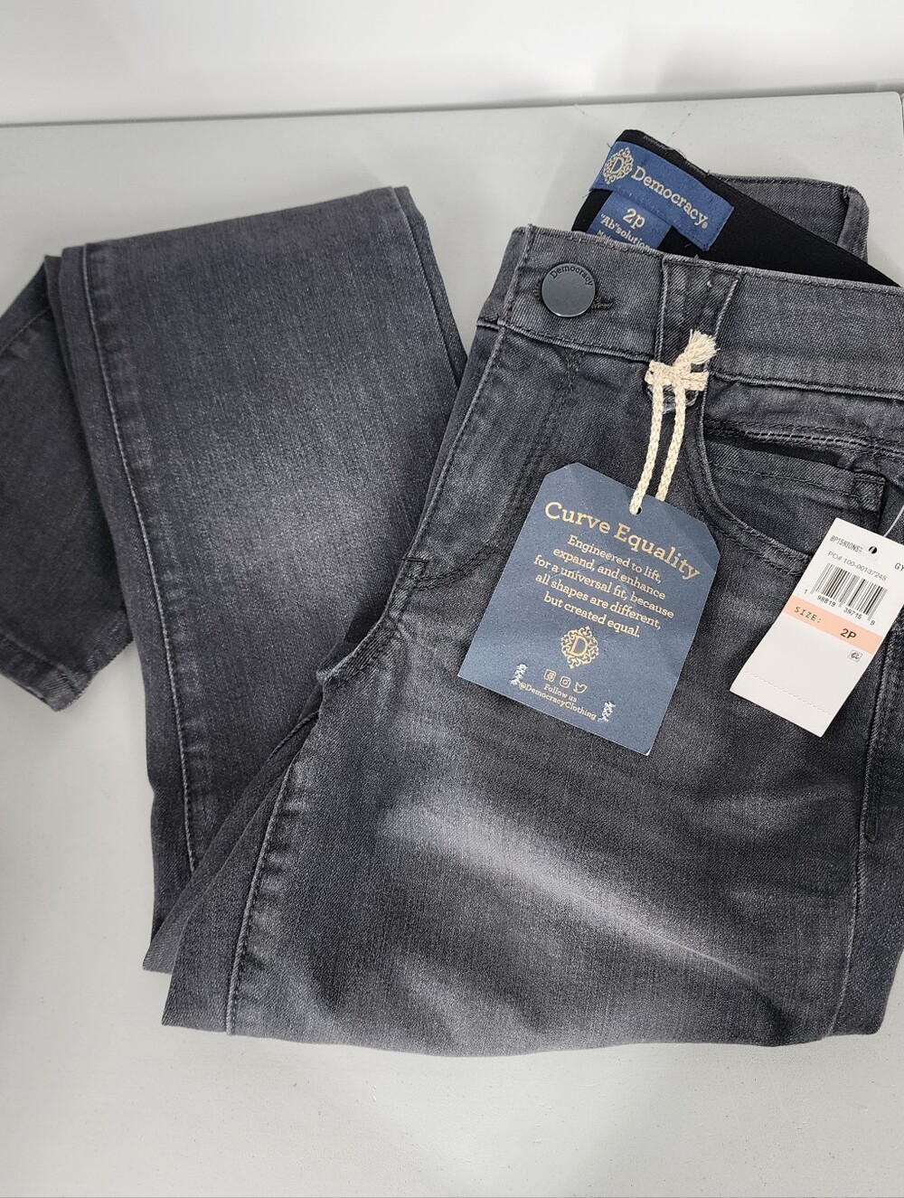 NEW Democracy Ab Solution Size 2P Slimming Jeans Gray Ankle Skimmer Pants Petite